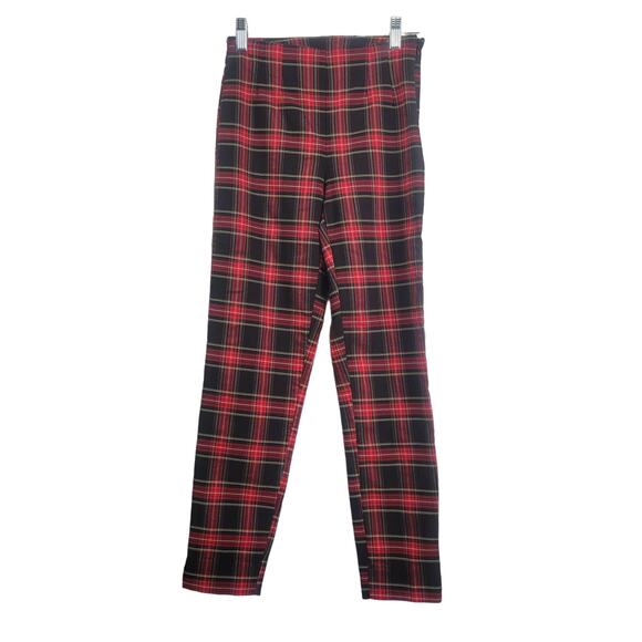 Time and Tru Red and  Black Plaid Pants Women's Size 4 - Picture 1 of 7